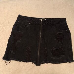 Forever 21 Black Denim Ripped Mini Skirt - Sz 28